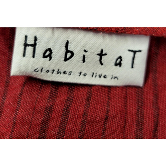 Habitat Tunic Boho Artisan Style Shirt Womens Small Red Striped Button Lagenlook - Picture 2 of 14